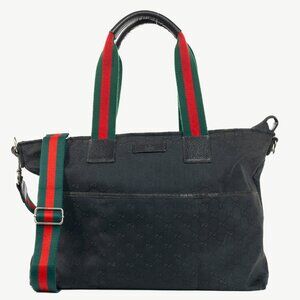 Gucci Black GG-Canvas Diaper Tote